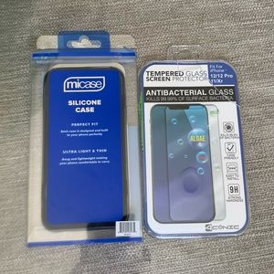 12 max/pro black phone case w/ 1 screen protector